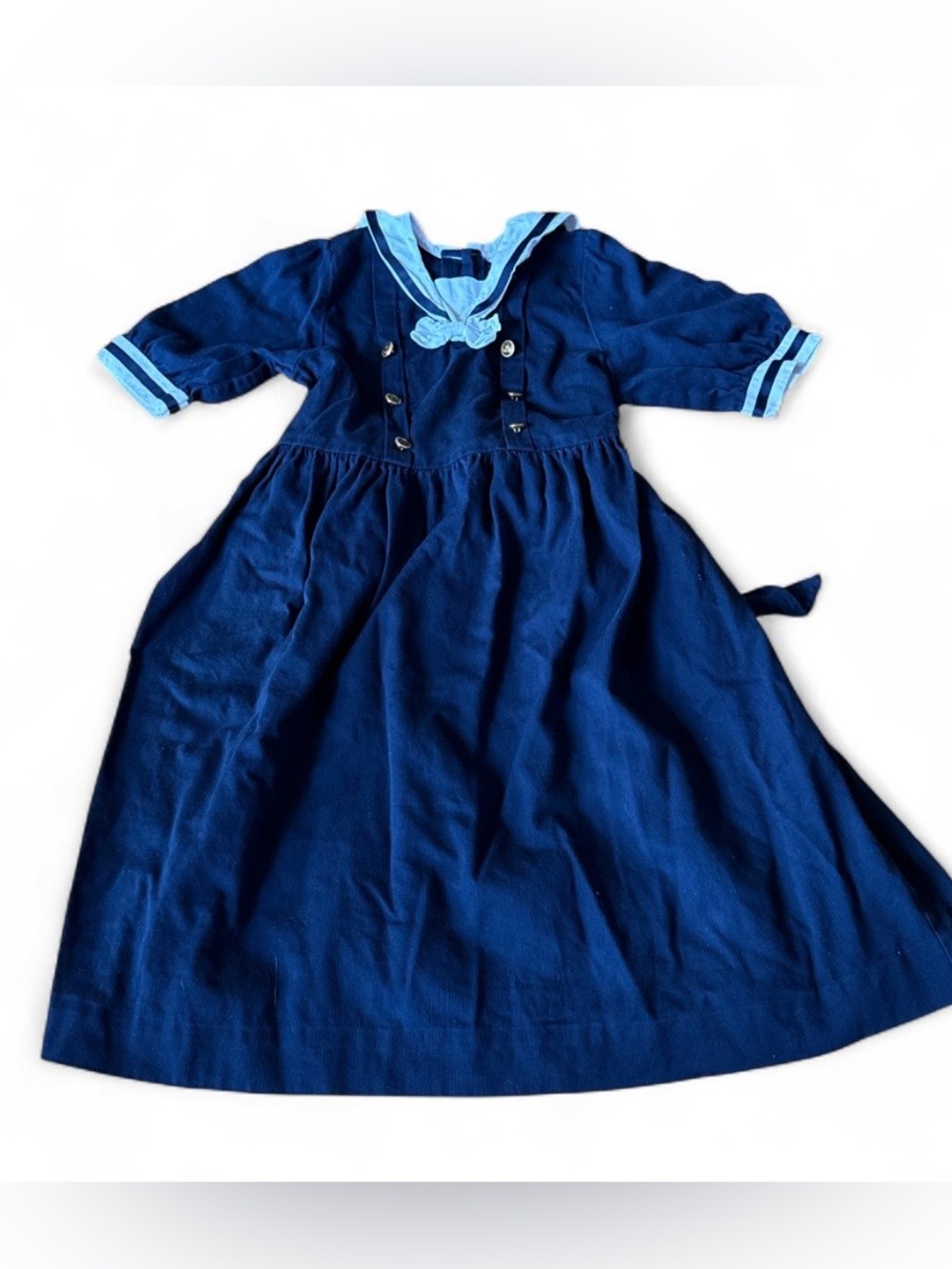 Girls size 8 navy sailor dress with collar